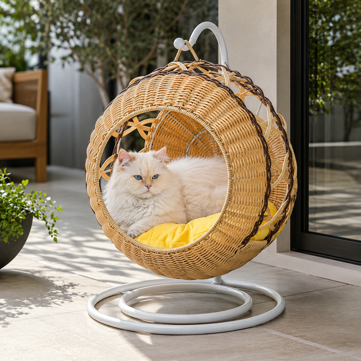 Cama Colgante para Gatos Daki — Nido de Ratán Sintético