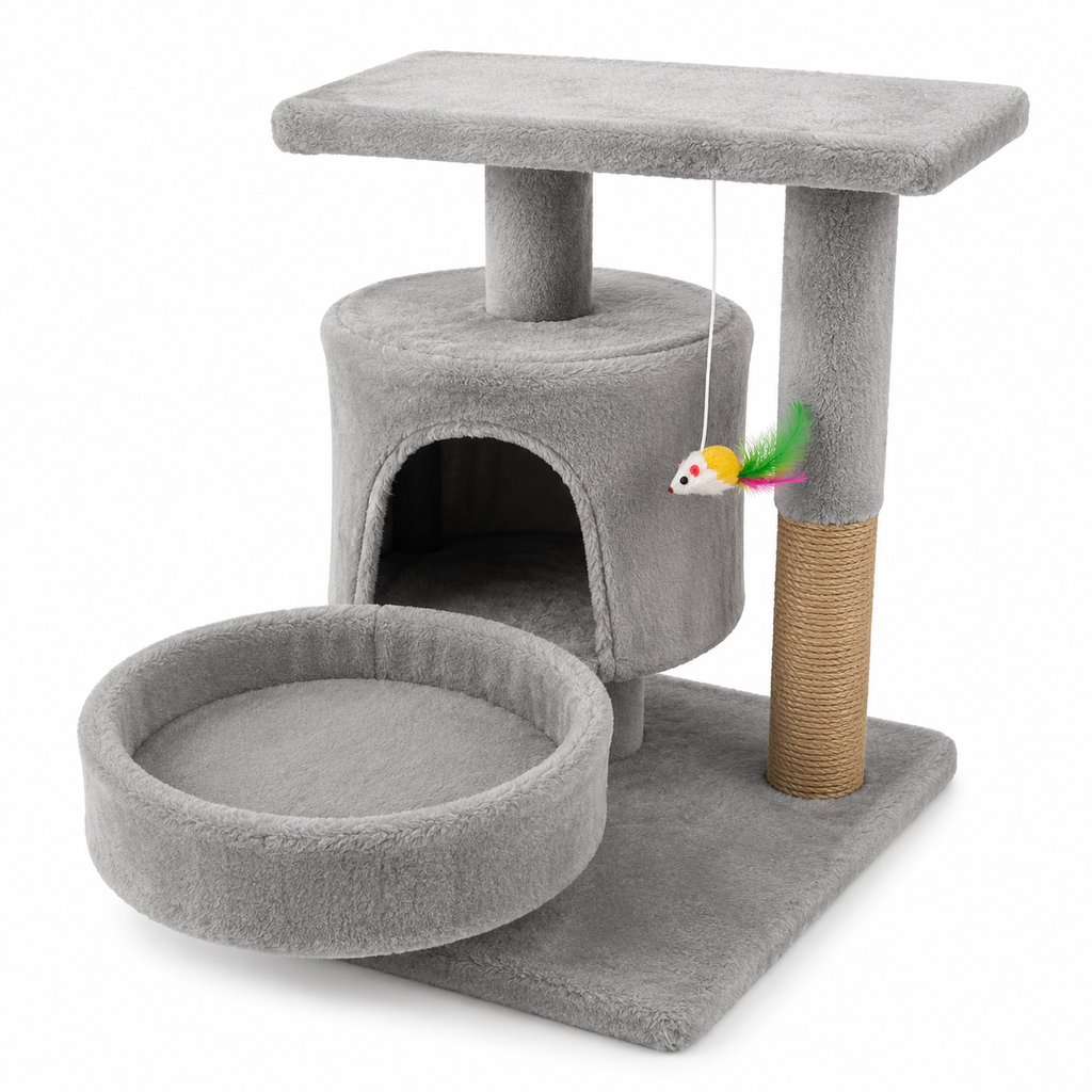 Árbol Rascador para Gatos con Cama, Casita y Plataforma