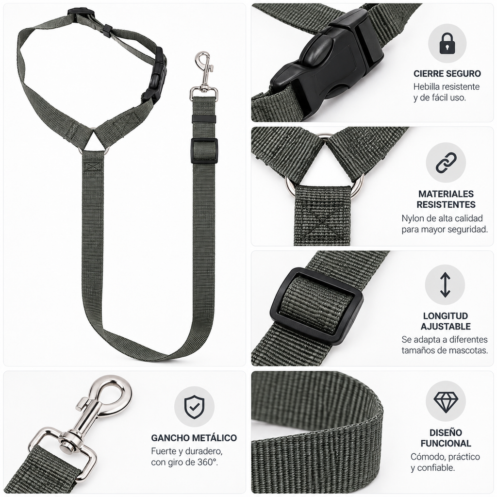 Cinturón de Seguridad Ajustable para Perros