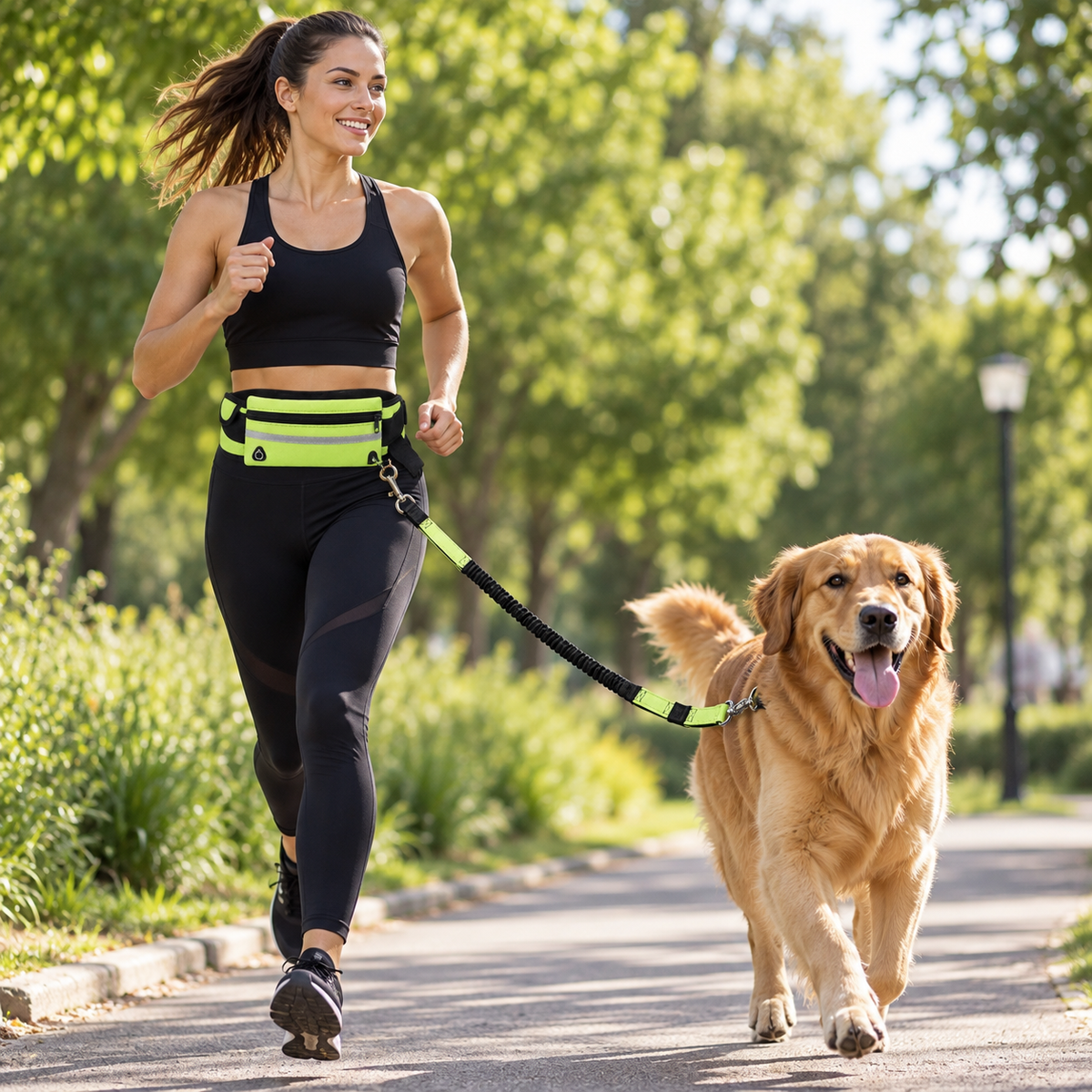 Running Belt con Correa Elástica para Perros