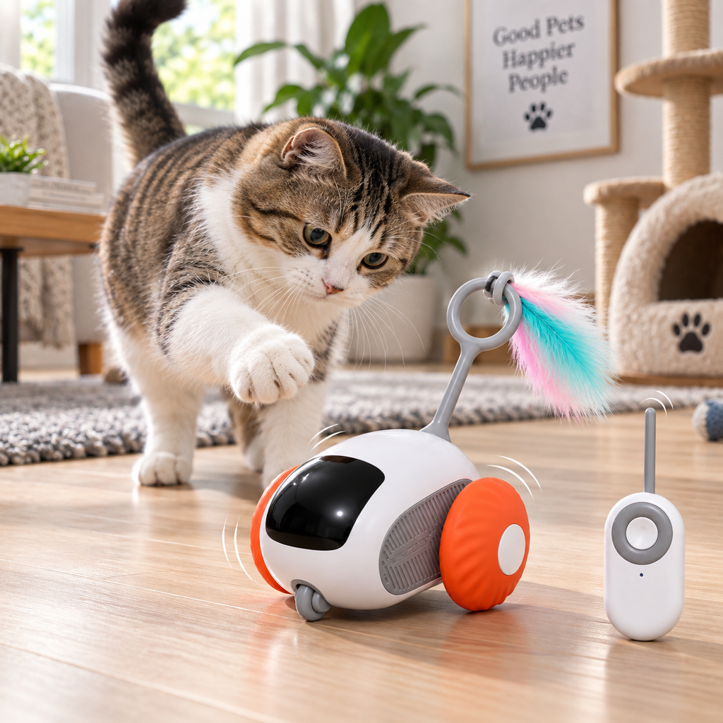 Juguete Interactivo para Gatos con Movimiento Automático y Control Remoto