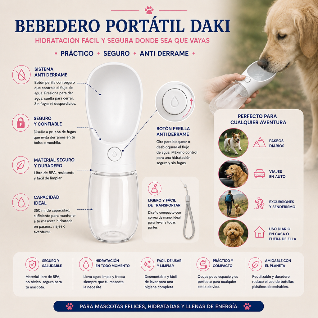 Bebedero Portátil Daki Travel Water