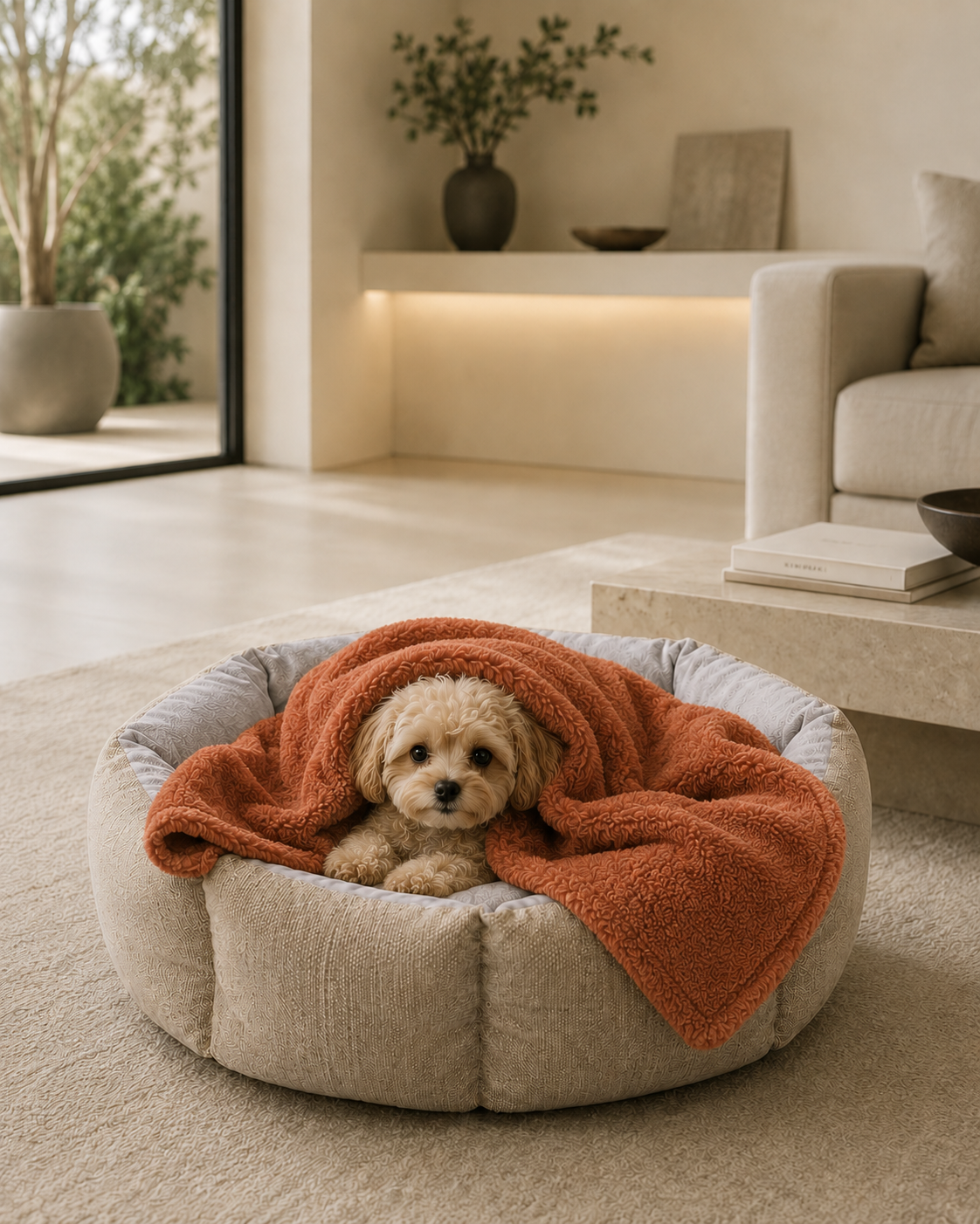 Kit Invierno M — Cama Flor Daki M + Manta Polar Comfort