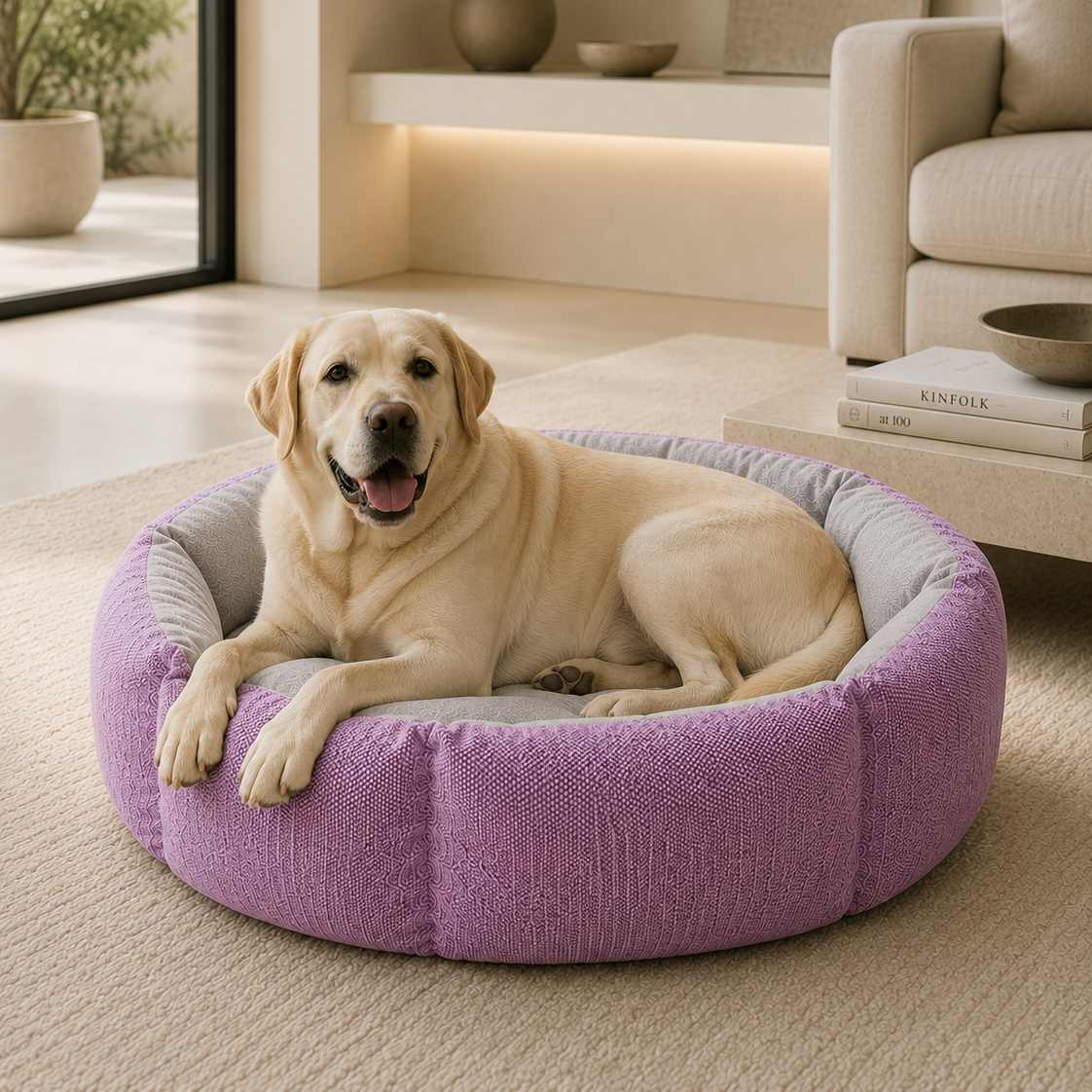 cama para perro flor lila
