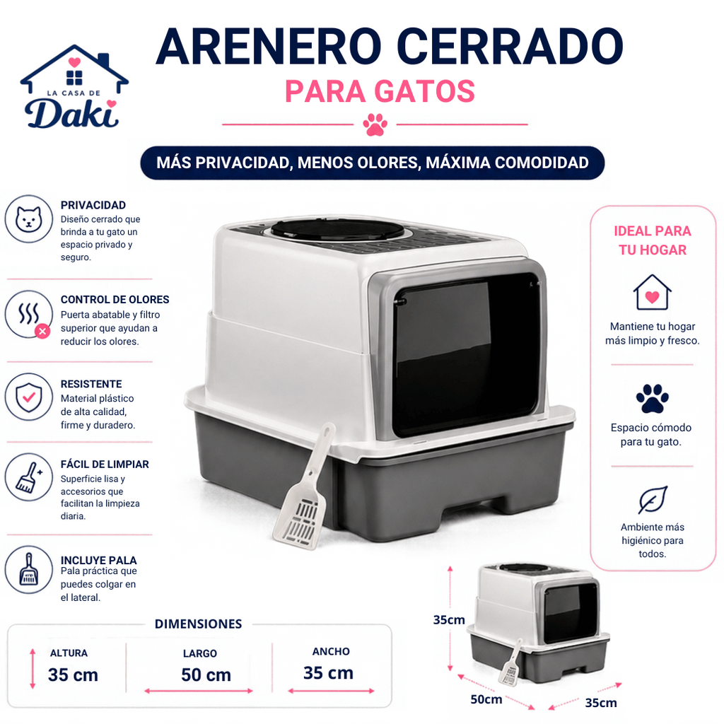 Arenero Premium Daki CleanBox Blanco - La Casa de Daki