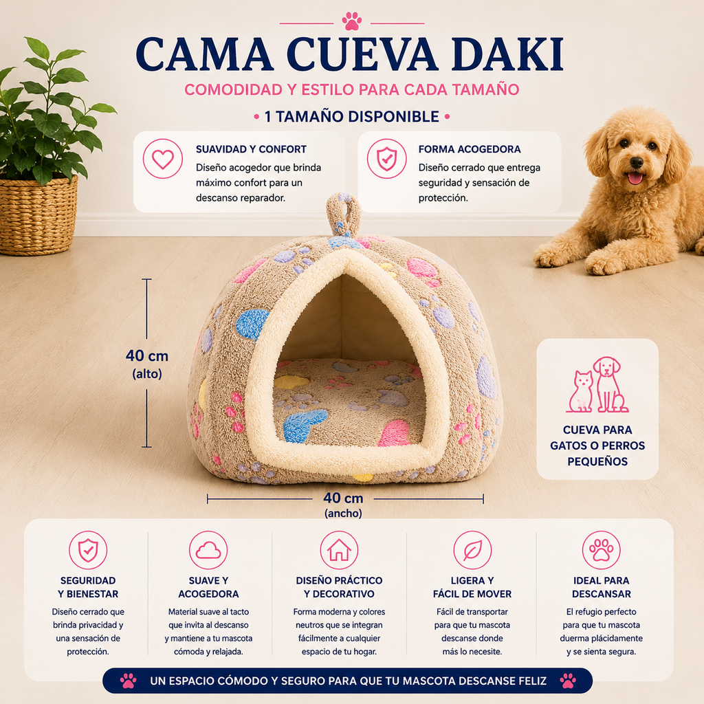 Cama Cueva Daki Sweet Nest 40 x 40 cm - La Casa de Daki