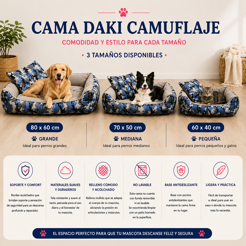 Cama Daki Camuflaje Comfort - La Casa de Daki