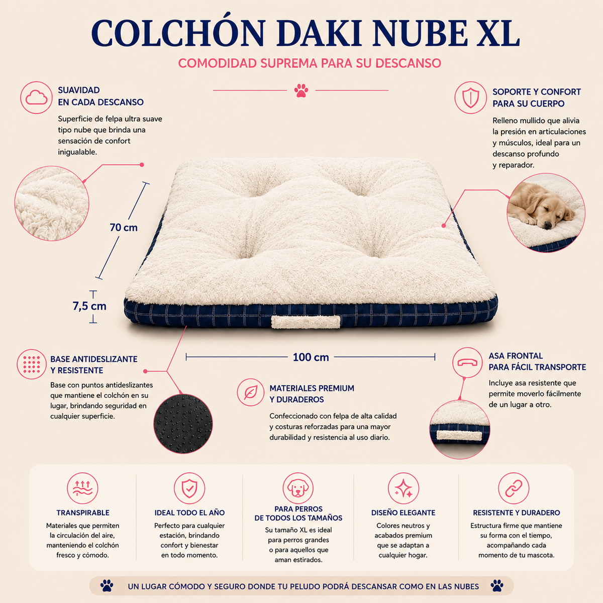 Colchón Daki Nube - detalle base antideslizante