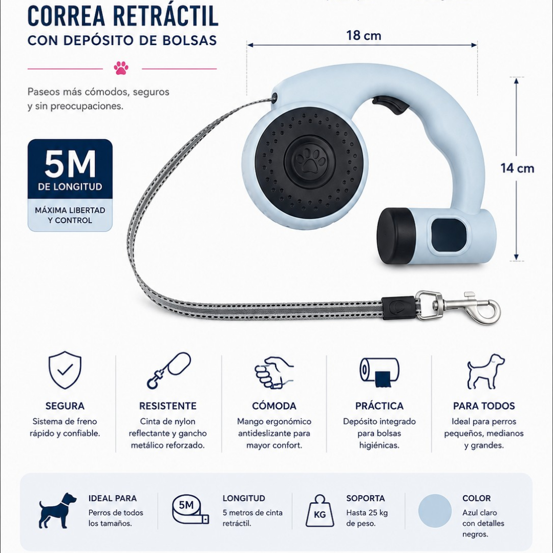 Correa Retráctil Daki Walk Pro 5M - La Casa de Daki