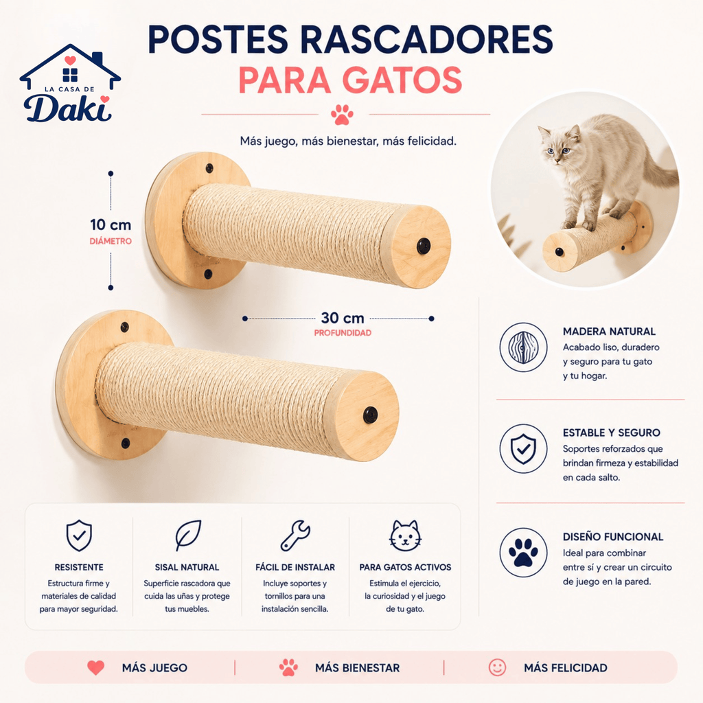 Poste Rascador Daki ScratchWall para Gatos - La Casa de Daki