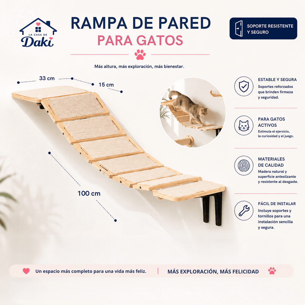 Rampa de Pared Daki WallClimb para Gatos - La Casa de Daki