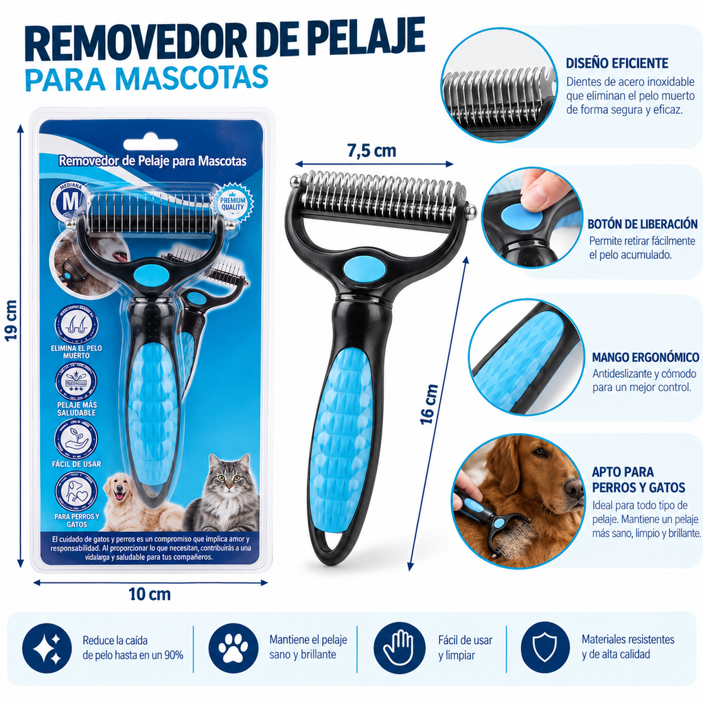 Removedor de Pelaje para Perros y Gatos