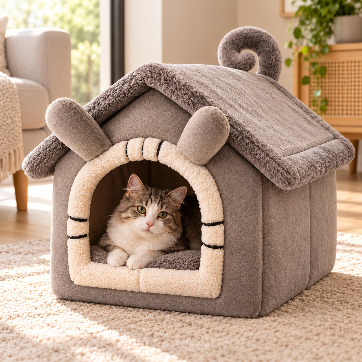 Cama Daki Casita Acogedora para Perros y Gatos