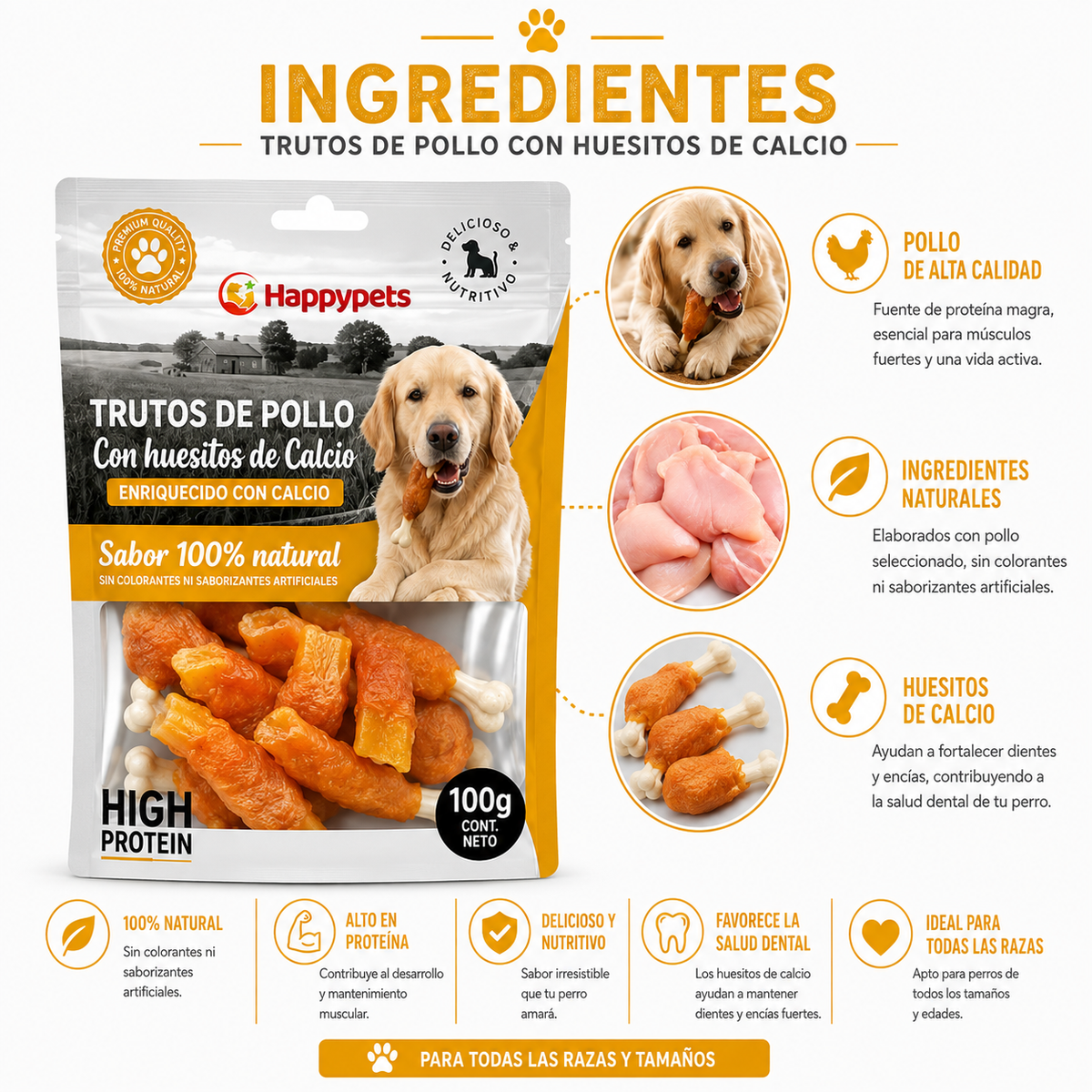 Trutitos de Pollo con Huesitos de Calcio 100 g