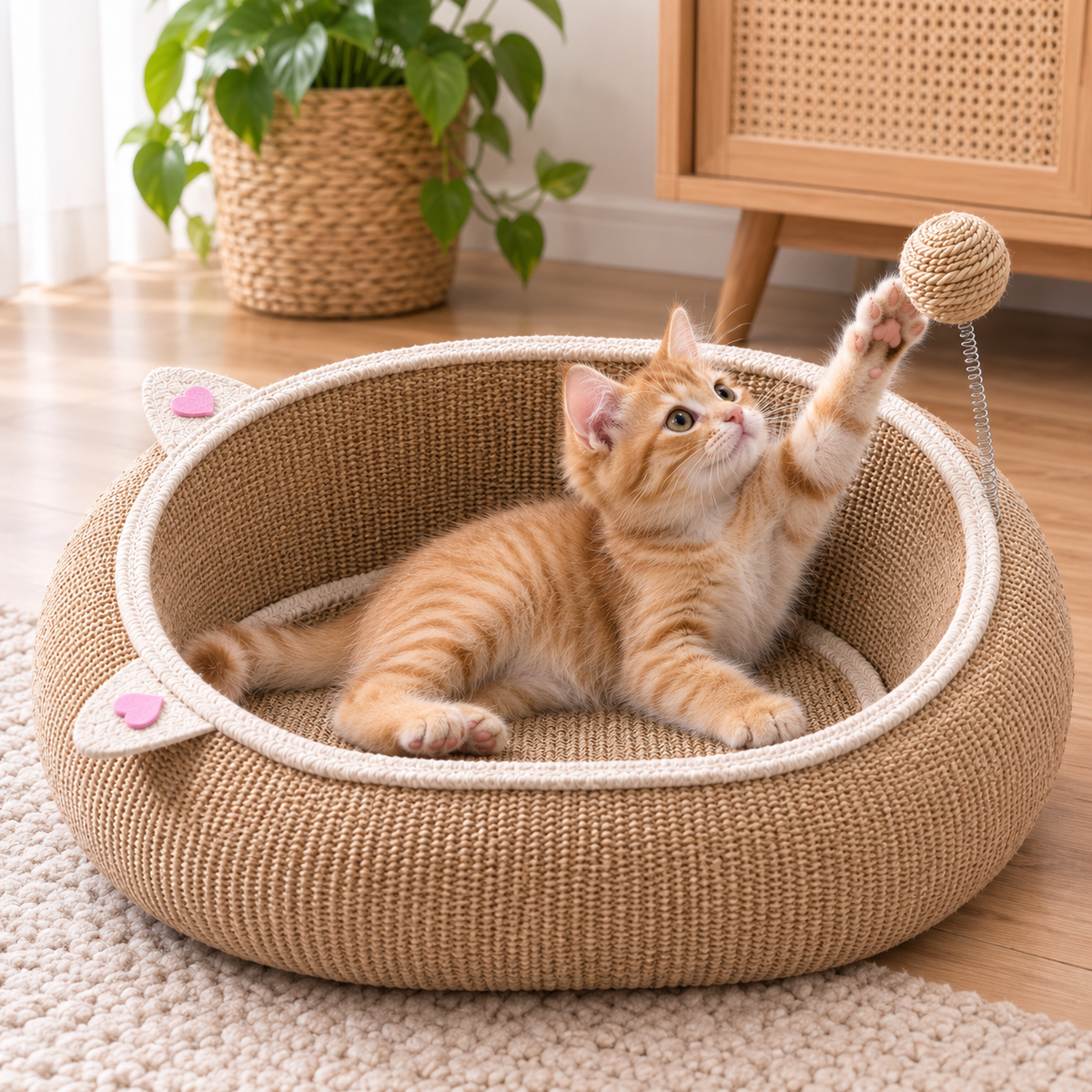 Cama Rascadora DakiCuddle de Sisal para Gatos