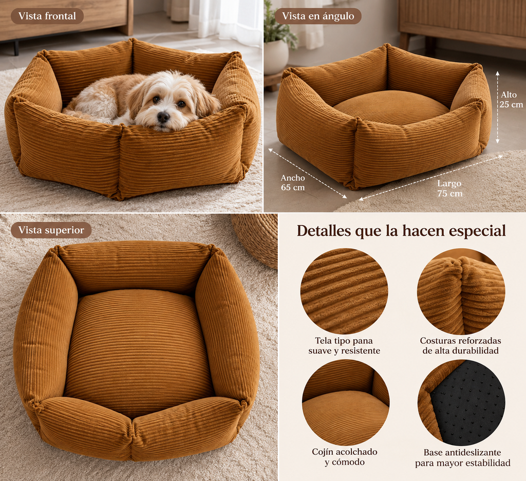 Cama Daki Nido Premium para Perros – Pana Marrón