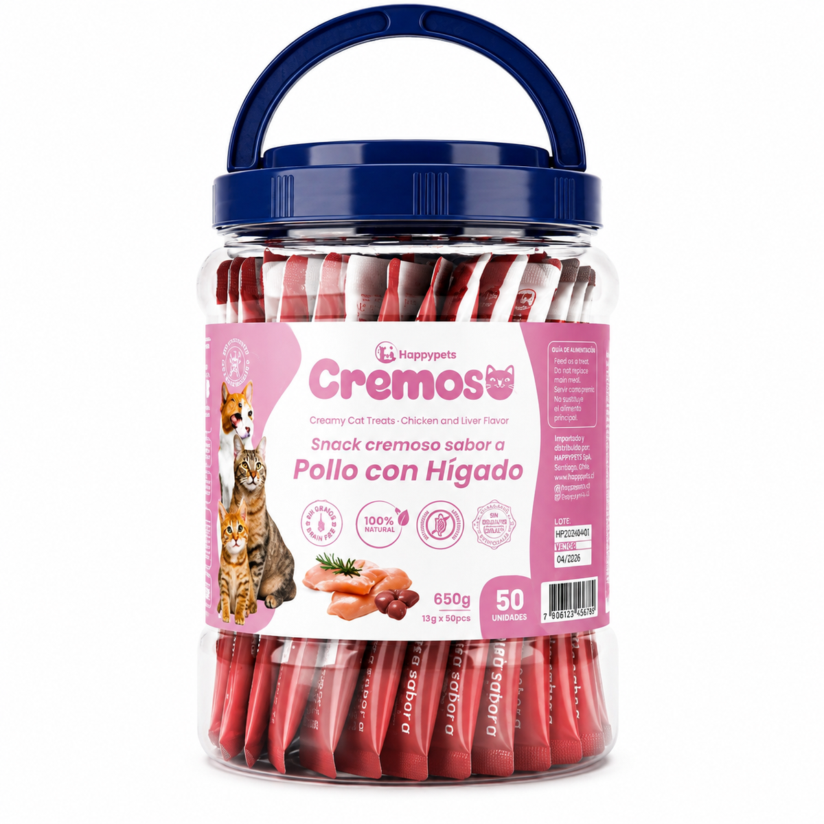Happypets Cremoso Pollo con Hígado — 50 Unidades