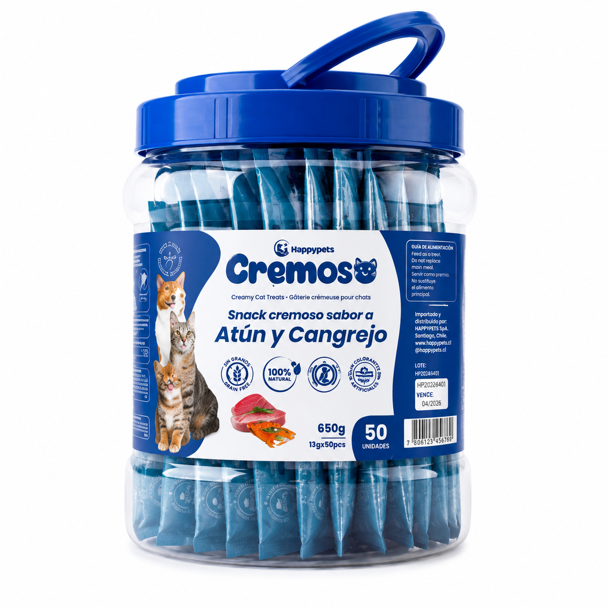 Happypets Cremoso Atún y Cangrejo — 50 Unidades