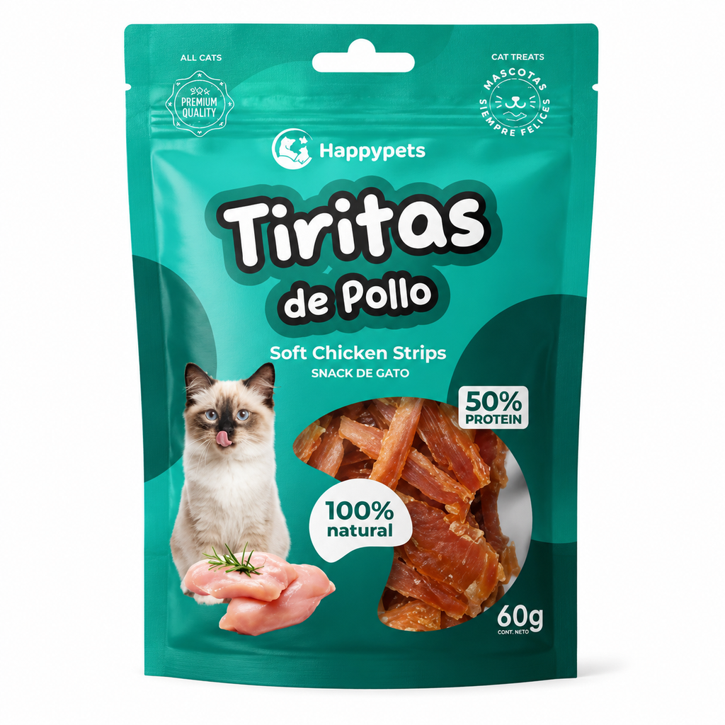 Happypets Tirritas de Pollo — Soft Chicken Strips 60 g