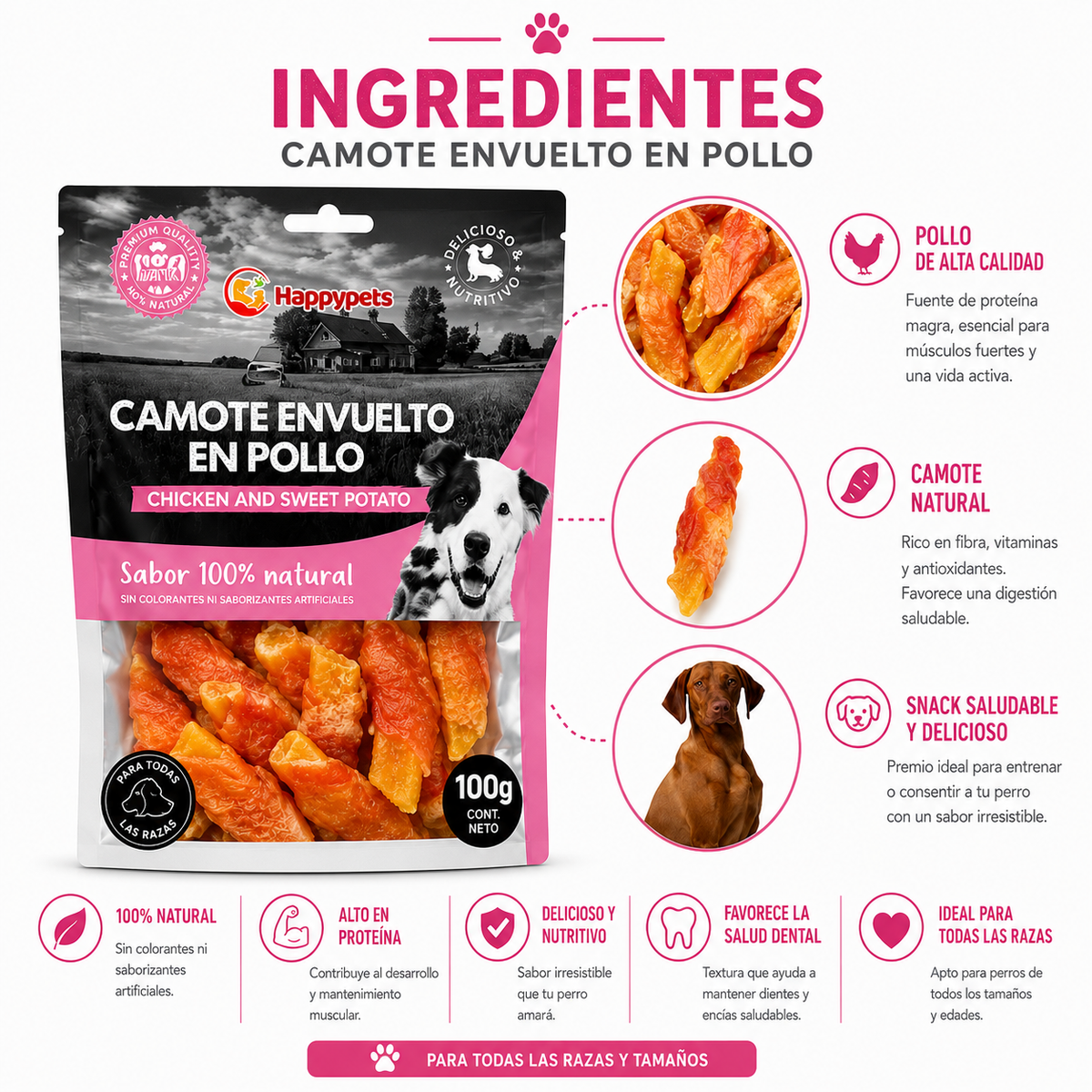 Camote Envueltos en Pollo — Chicken &amp; Sweet Potato 100 g