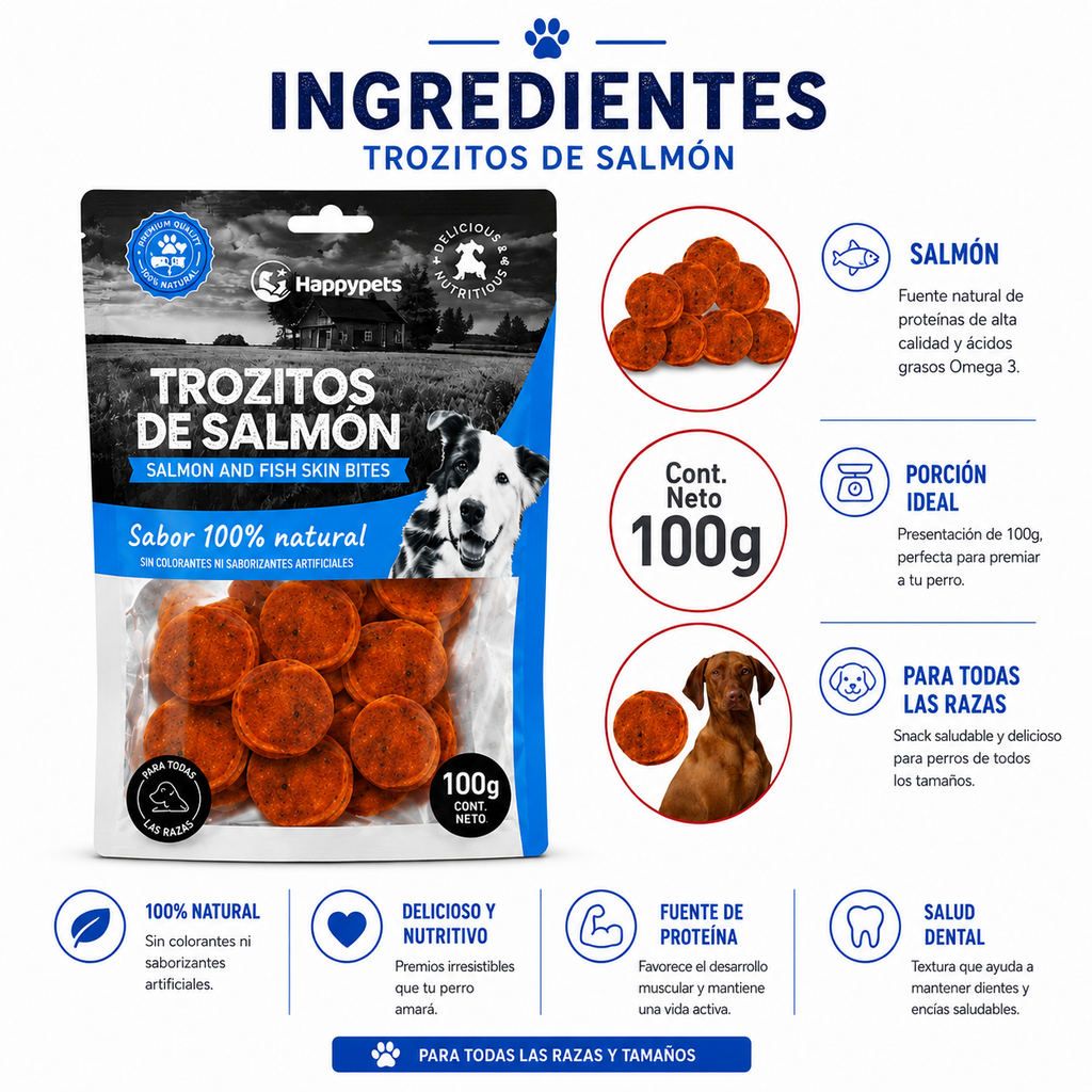 Trozitos de Salmón — Salmon &amp; Fish Skin Bites 100 g