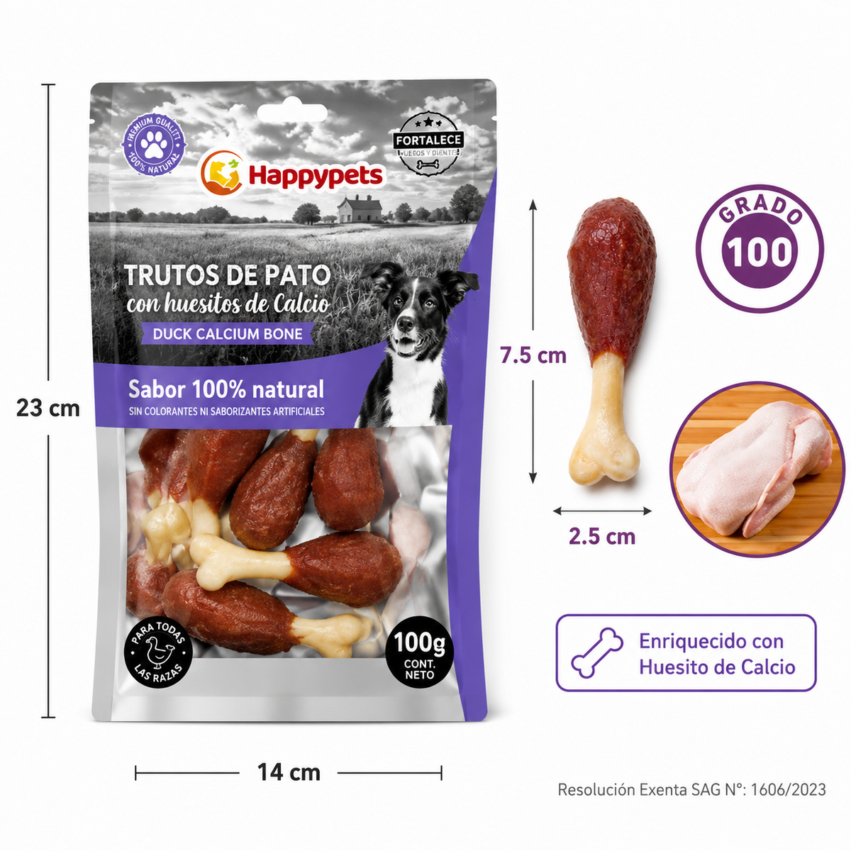 Trutitos de Pato con Huesitos de Calcio 100 g