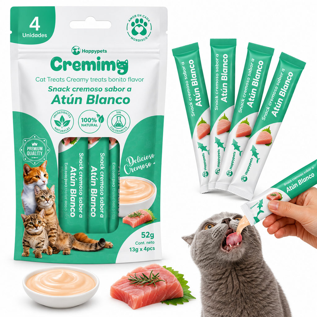 Happypets Cremimg Atún Blanco — Snack Cremoso para Gatos 52 g
