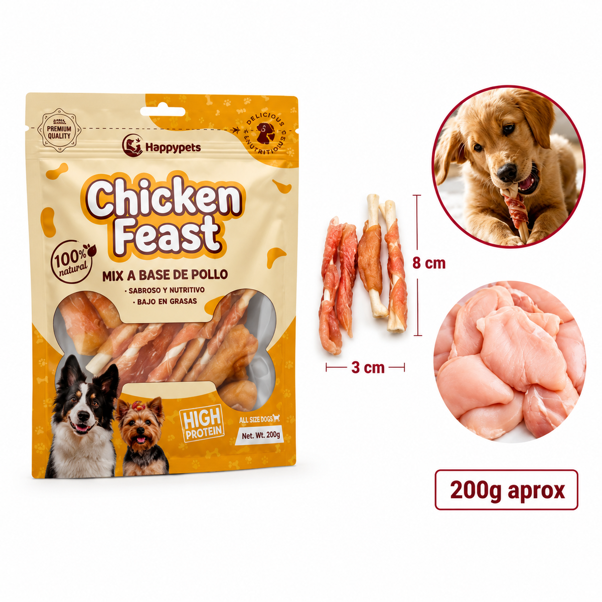 Chicken Feast — Mix de Snacks de Pollo para Perros 200 g