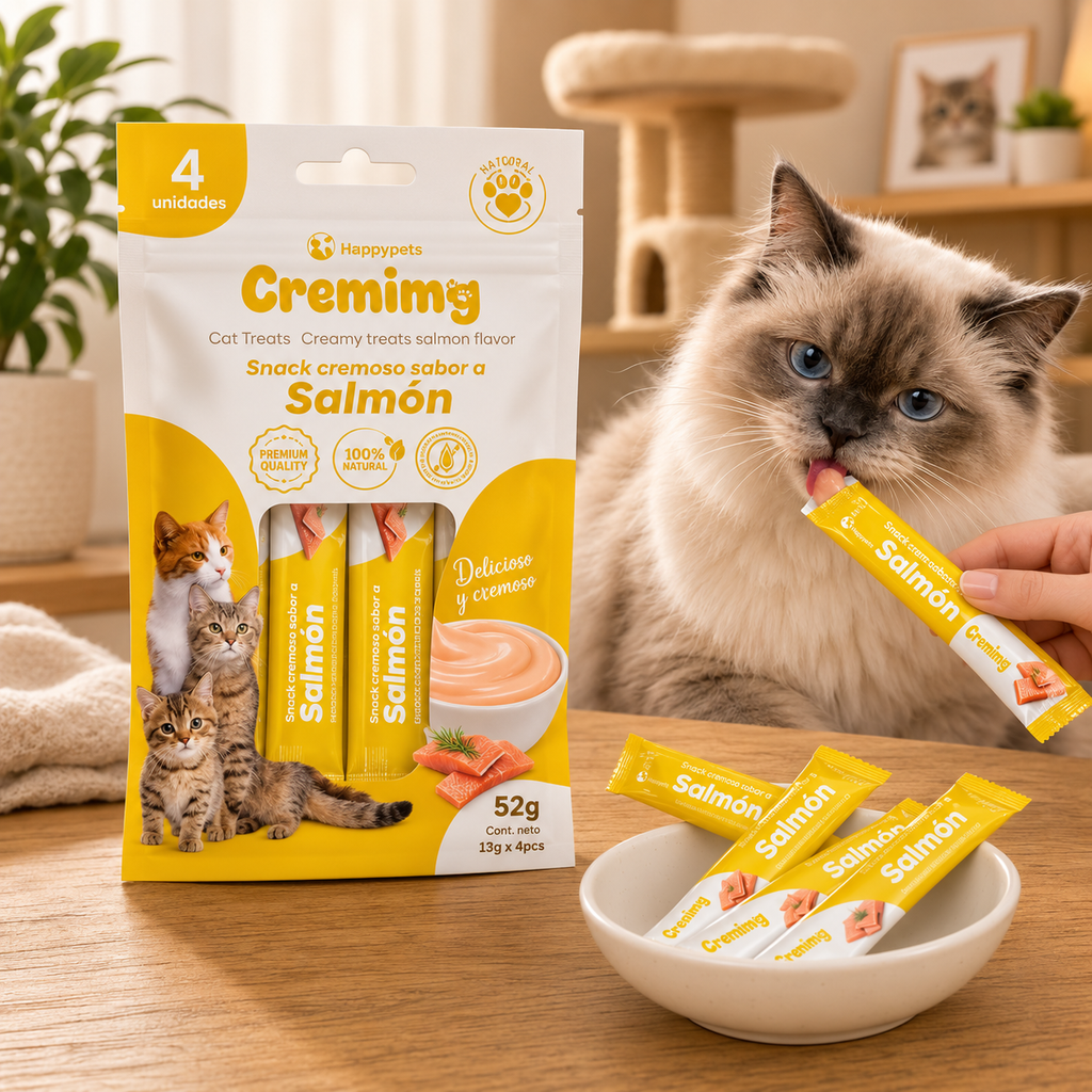 Happypets Cremimg Salmón — Snack Cremoso para Gatos 52 g