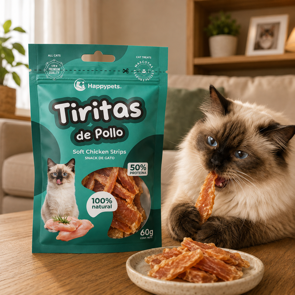 Happypets Tirritas de Pollo — Soft Chicken Strips 60 g
