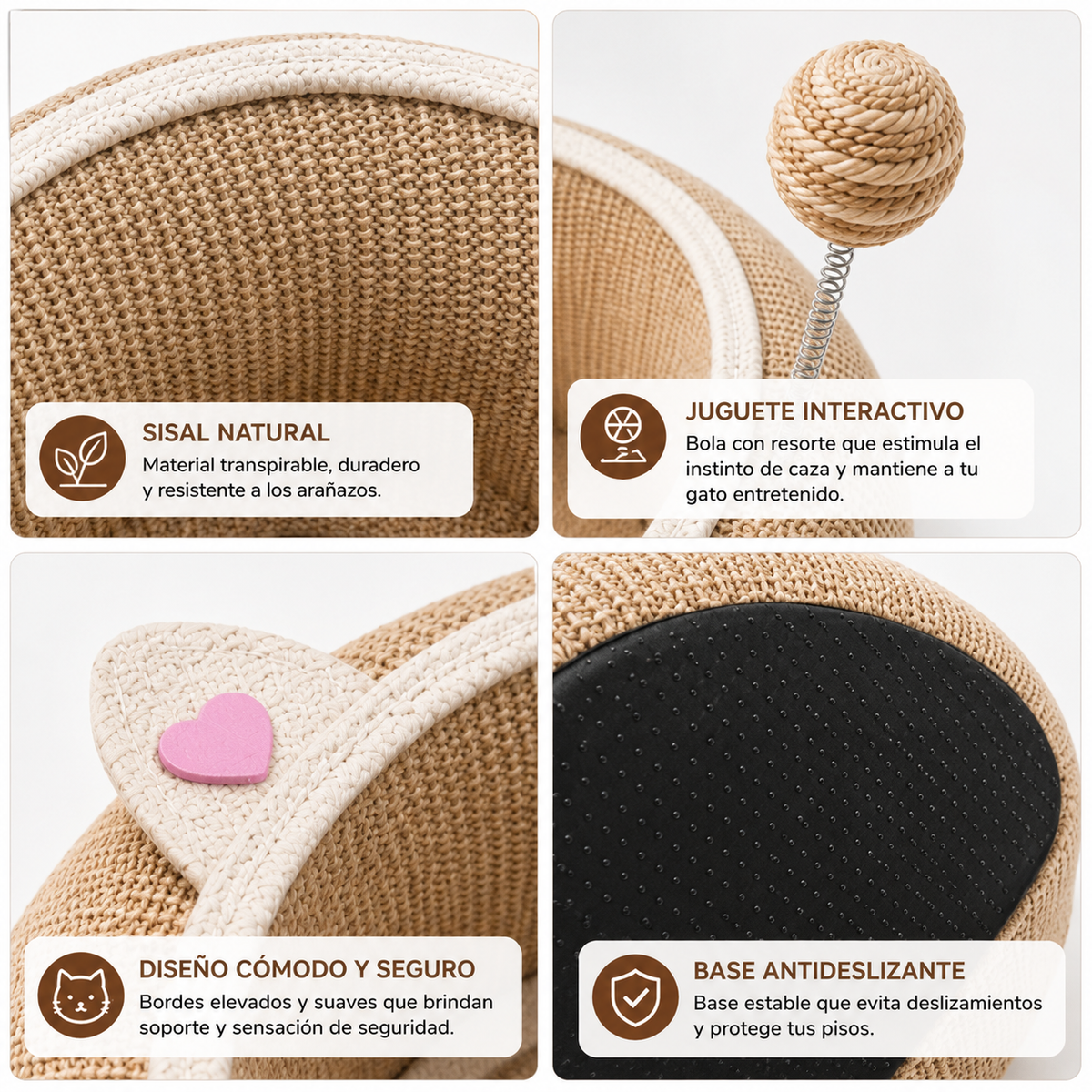 Cama Rascadora DakiCuddle de Sisal para Gatos