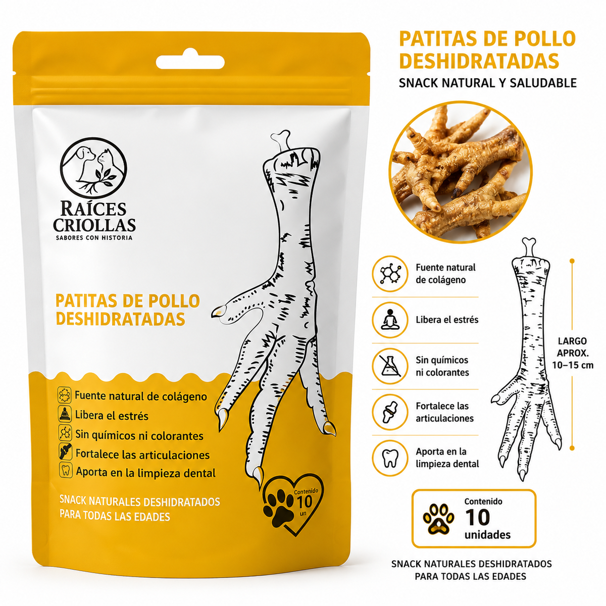 Patitas de Pollo Deshidratadas para Perros — Raíces Criollas