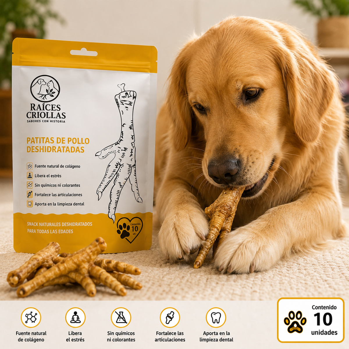 Patitas de Pollo Deshidratadas para Perros — Raíces Criollas